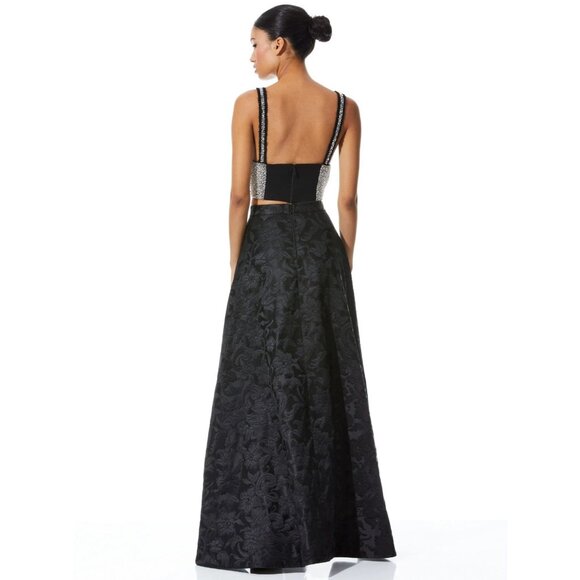 Alice + Olivia Serra Black Assymetrical High Low Skirt 4 NWT $695 - Picture 3 of 8